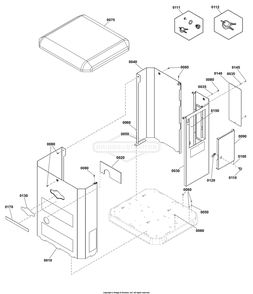Enclosure Group Diagram and Parts List for 040746-00  Briggs and Stratton Generator